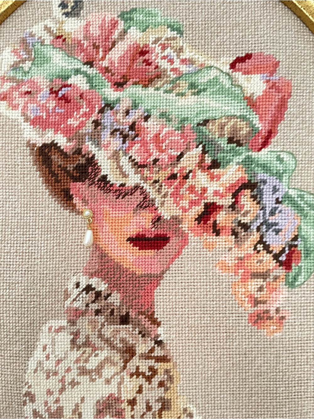 VINTAGE Dimensions Gold Collection "Victorian Elegance" Framed Needlepoint Art - Picture 3 of 9